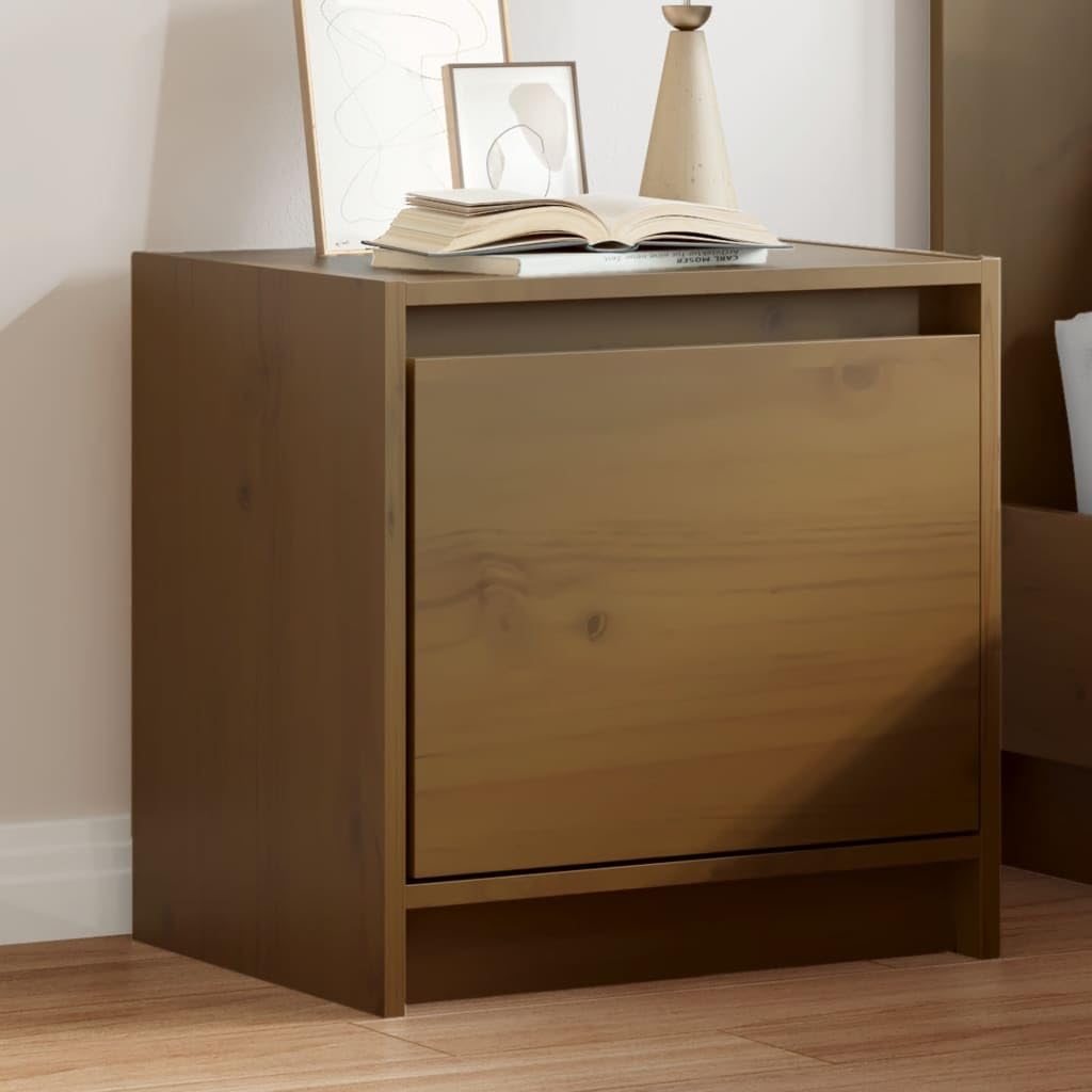 vidaXL Bedside Cabinet Honey Brown 15.7"x12"x15.7" Solid Pinewood